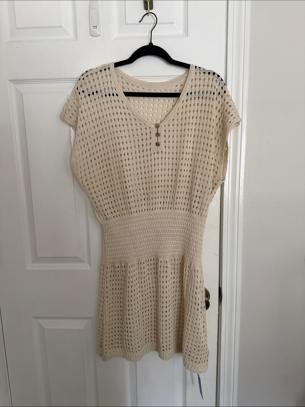 Breathable Crochet Knit V-Neck Women's Swim Coverup